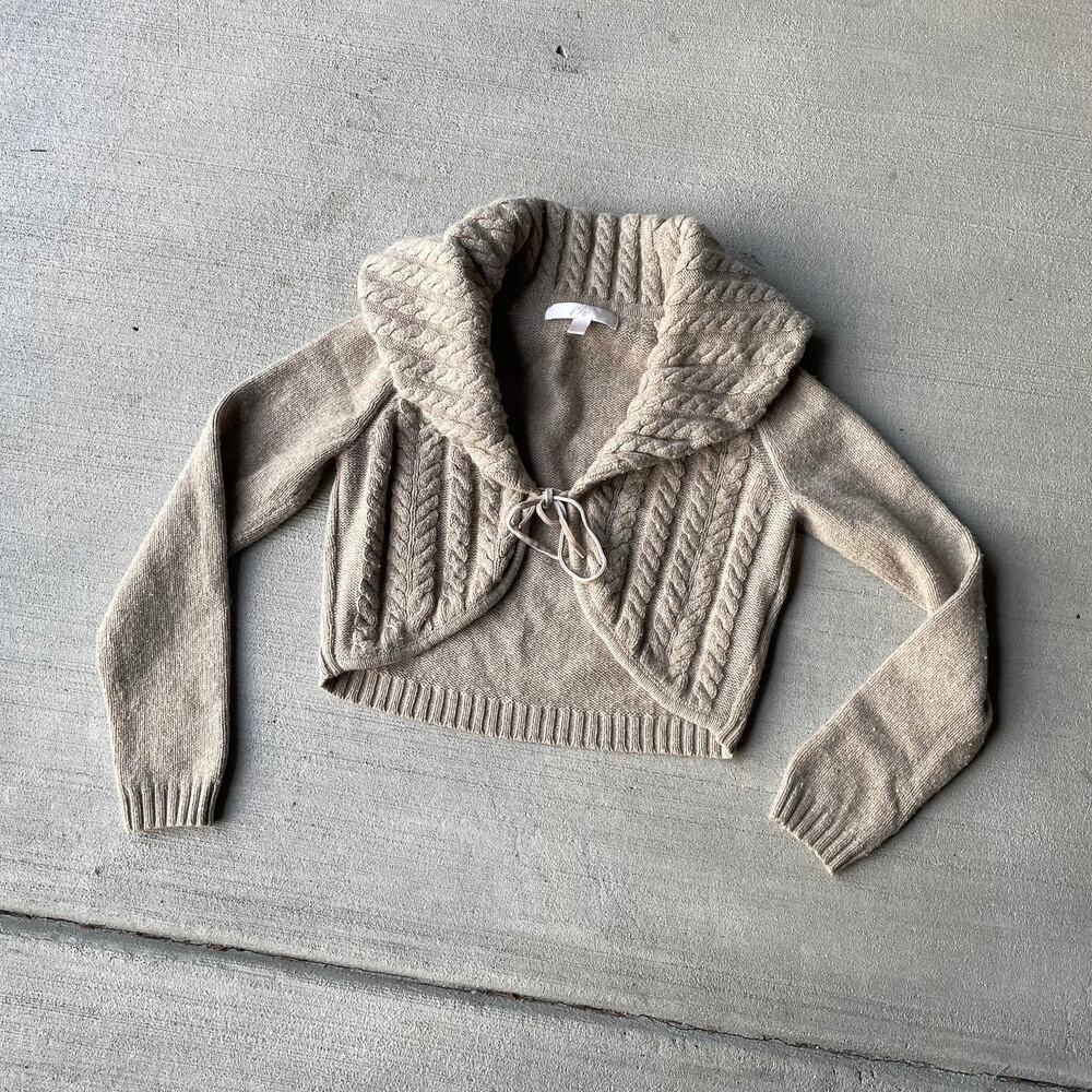 Cropped Cable Knit Bolero Cardigan Vintage Early 2000s lambswool blend | Size S